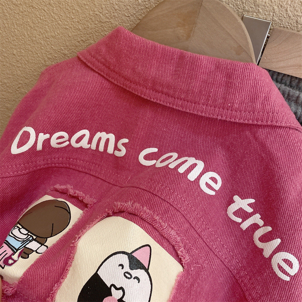 [508227 ] - Atasan Jaket Jeans Anak Perempuan - Motif Cute Animal