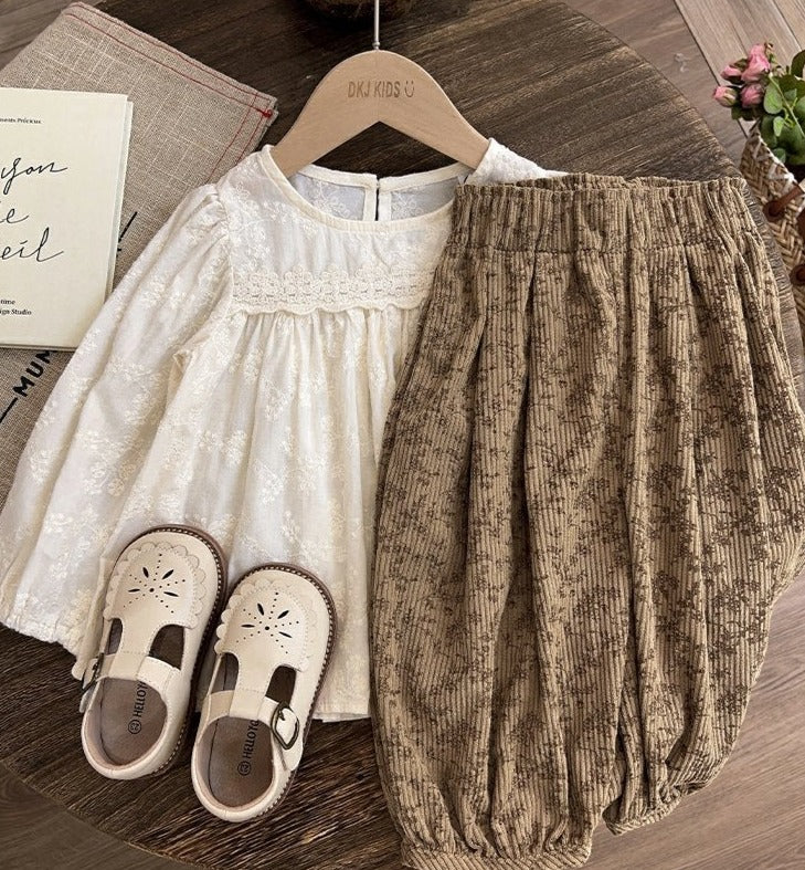 [363701] - Setelan Baju Blouse Lengan panjang Celana Kulot Etnik Fashion Anak Perempuan - Motif Soothe Plain
