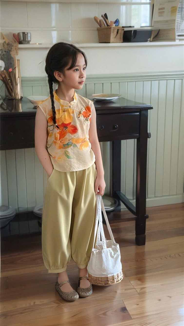[5071051] - Setelan Baju Kutung Celana Panjang Fashion Anak Perempuan - Motif Flower Bloom