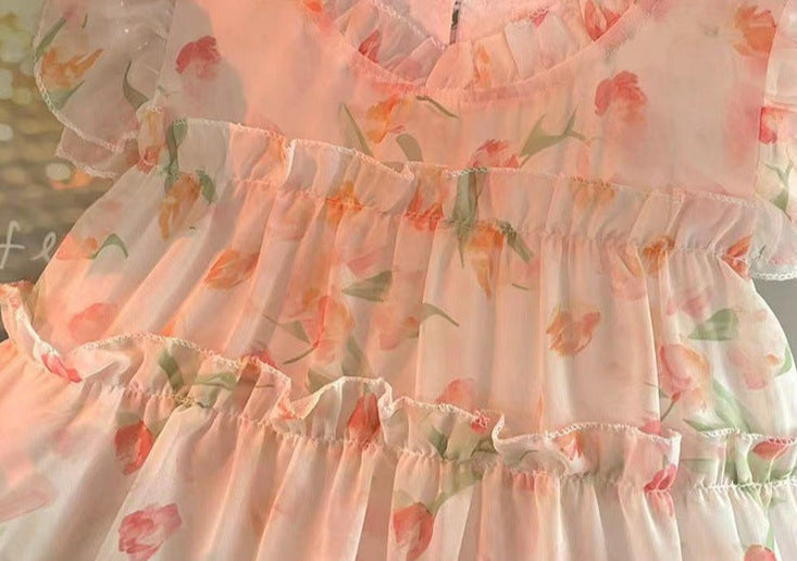 [363711] - Baju Gaun Dress Floral Cantik Renda Tanpa Lengan Fashion Anak Perempuan Cewek - Motif Flower Breeze