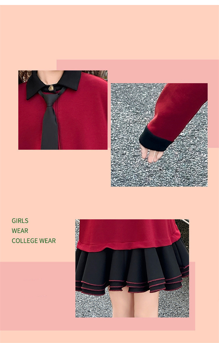 [963126] - Baju Gaun Dress Princess Atasan Lengan Panjang Korean Fashion Style Anak Perempuan Cewek - Motif University Tie - BABYHOKI STORE
