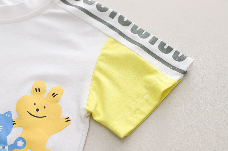 [345422] - Baju Setelan Kaos Lengan Pendek Celana Pendek Anak Cowok Fashion - Motif Animal Party