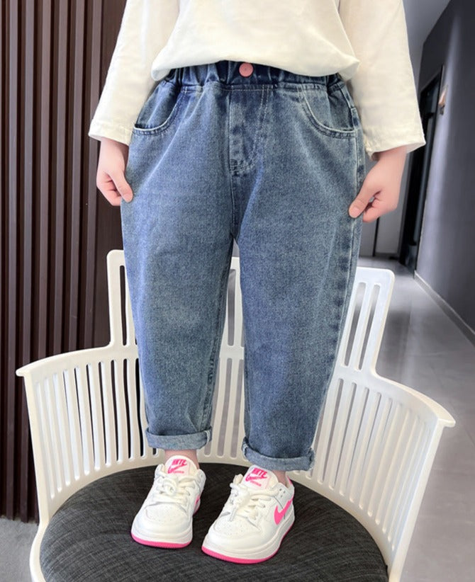 [508231] - Bawahan Celana Panjang Jeans Fashion Import Anak Perempuan - Motif Heart Pocket