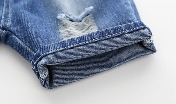 [5131044] - Bawahan Celana Pendek Jeans Sobek Fashion Anak Laki-Laki - Motif Tear Gradation