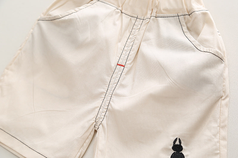 [345435] - Baju Setelan Polo Lengan Pendek Celana Pendek Anak Cowok Fashion - Motif Pocket Rabbit