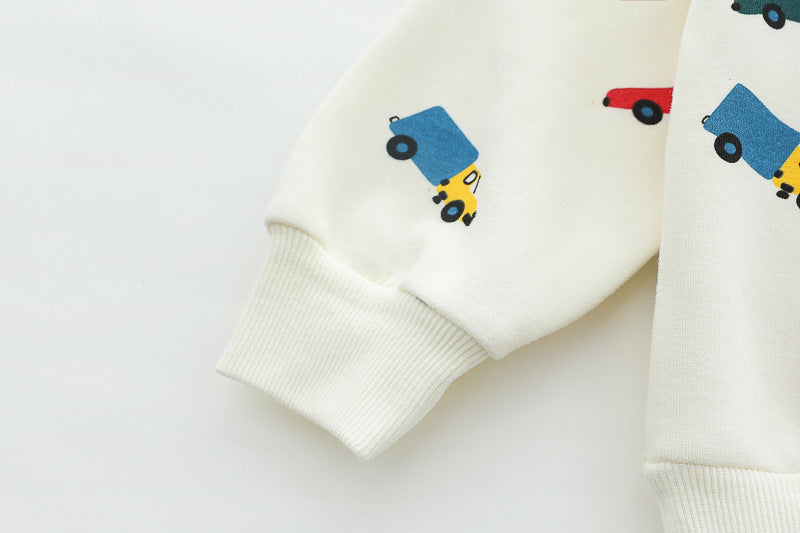 [345495] - One Set 2in1 Baju Setelan Atasan Sweater Lengan Panjang Bawahan Celana Panjang Jeans Fashionable Handsome Anak Cowok Laki-Laki - Motif Cars - BABYHOKI STORE - BABYHOKI STORE