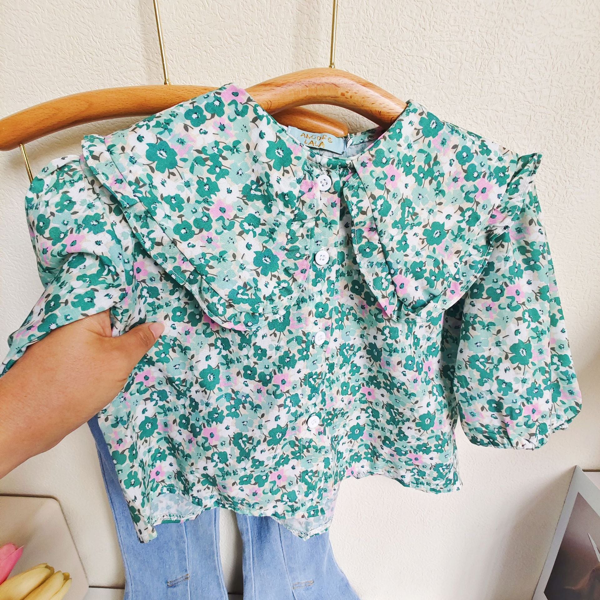 [363601] - Setelan Blouse Celana Jeans Rawis Anak Perempuan - Motif Crowded Flowers