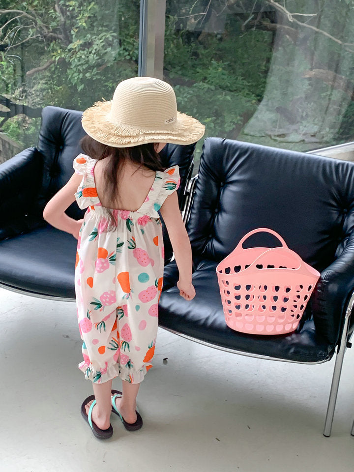 [507S122] - Setelan Baju Jumpsuit Tanpa Lengan Fashion Anak Perempuan - Motif Pinneapple Fruit