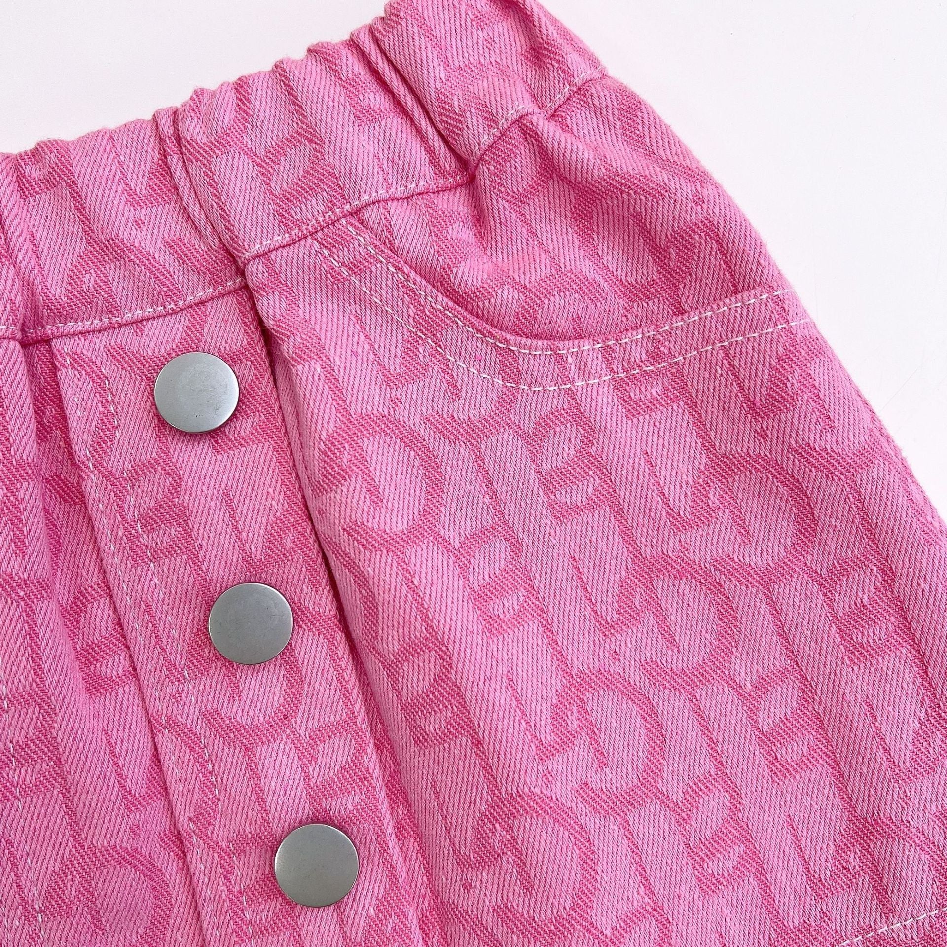 [363808] - Oneset 2in1 Setelan Pink Jaket Lengan Panjang Bawahan Rok Pendek Baju Fashion Anak Perempuan Cewek - Motif Letter Line