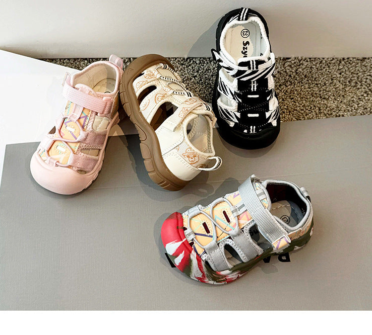 [381247 Size 21-30] - Sepatu Shoes Strap Anak Cowok - Motif Bear Strip