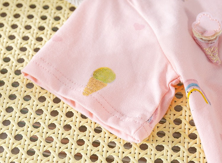 [721104] - Atasan Baju Blouse Lengan Pendek Anak Perempuan - Motif Ice Cream