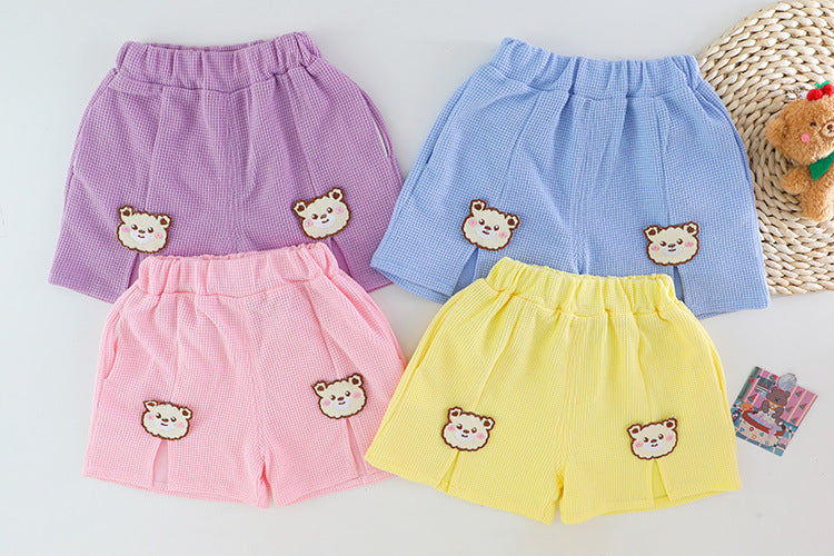 [340368] - Baju Setelan Bordir Kaos Kerah Polo Fashion Anak Perempuan - Motif Bear Gradation