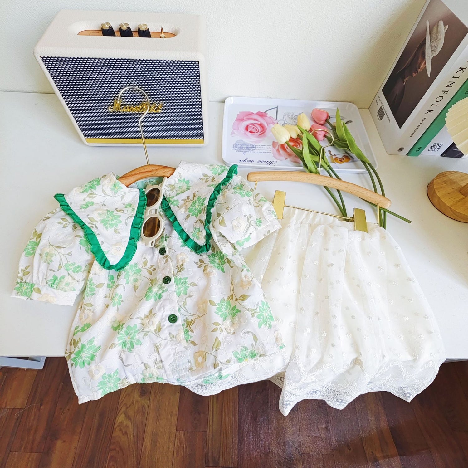 [363486] - Setelan Blouse Lengan Balon Rok Tutu Anak Perempuan - Motif Blooming Flowers