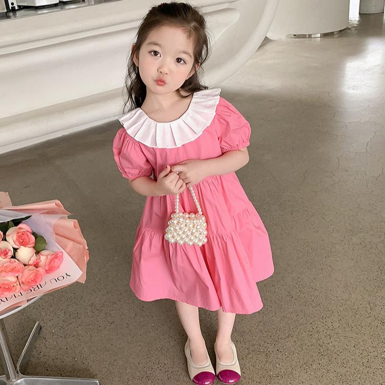 [507S115] - Baju Dress Lengan Pendek Fashion Anak Perempuan - Motif Plain Ruffle