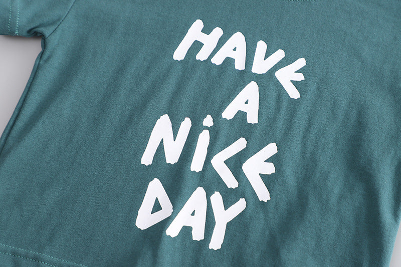 [345418] - Baju Setelan Kaos Lengan Pendek Celana Pendek Anak Cowok Fashion- Motif Have A Nice Day