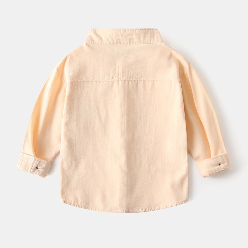 [383217] - Baju Atasan Kemeja Lengan Panjang Anak Laki-Laki Cowok - Motif Bear Pocket Collar  - BABYHOKI STORE