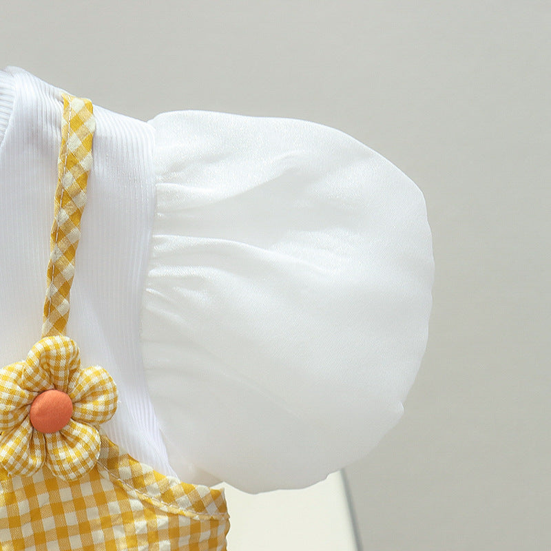 [352397] - Baju Mini Dress Kotak-Kotak Fashion Import Anak Perempuan - Motif Flower Box