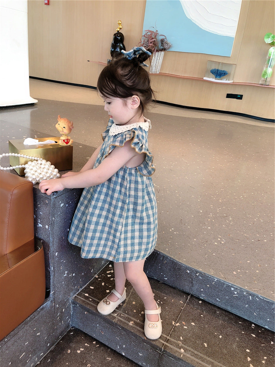 [507946] - Baju Dress Lengan Kutung Fashion Import Anak Perempuan - Motif Tilt Square
