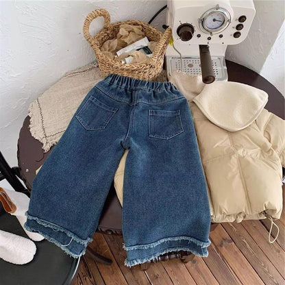 [507998] - Celana Panjang Jeans Rawis Kulot Fashion Anak Perempuan - Motif Tassel Pocket