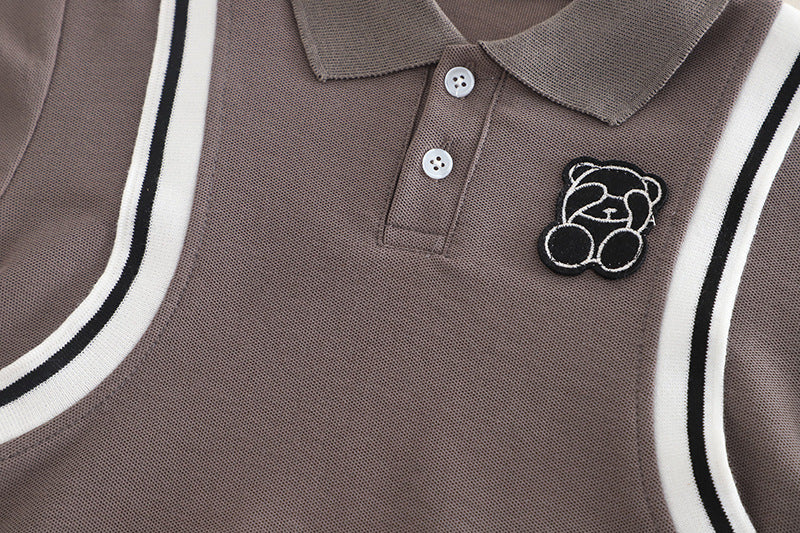 [368593] - One Set 2in1 Baju Setelan Atasan Polo Lengan Pendek Bawahan Celana Pendek Comfortable Casual Fashion Anak Laki Laki Cowok - Motif Animals On The Chest - BABYHOKI STORE