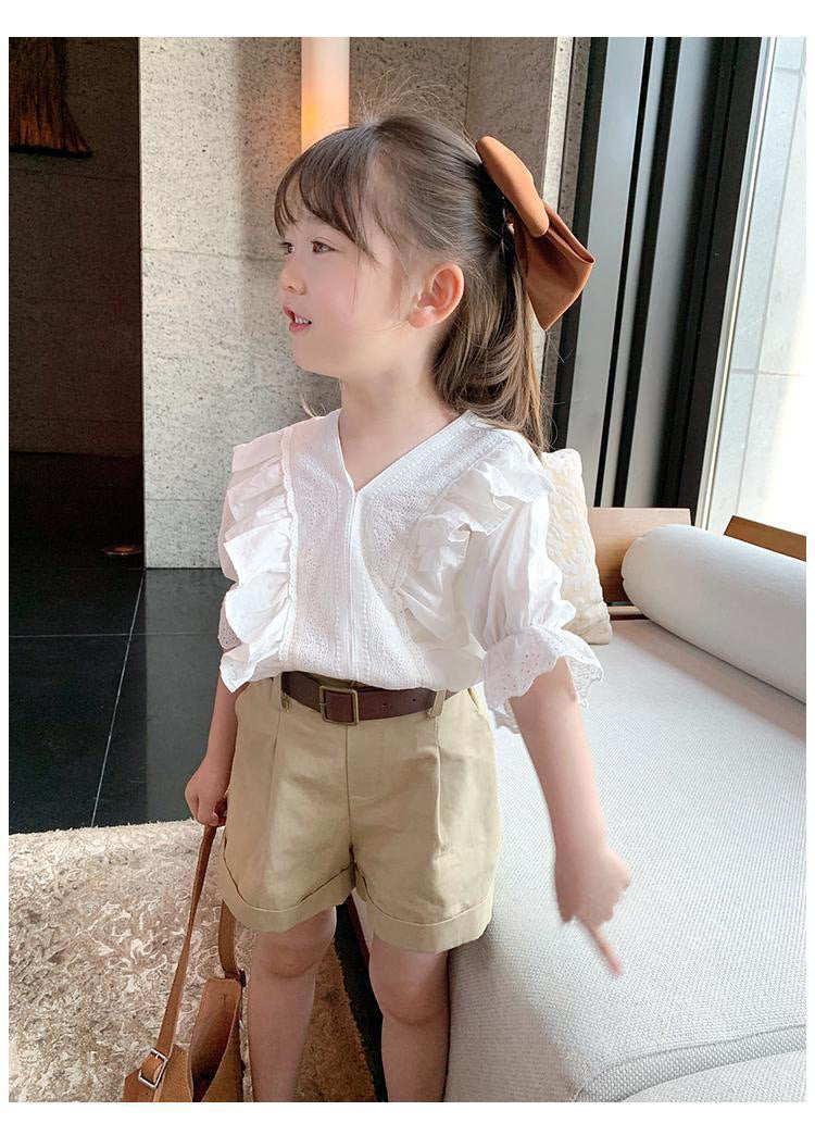 [963223] - One Set 2in1 Baju Setelan Atasan Blouse Lengan Pendek Bawahan Celana Pendek Korean Version Style Anak Perempuan Cewek - Motif Top Katbol - BABYHOKI STORE