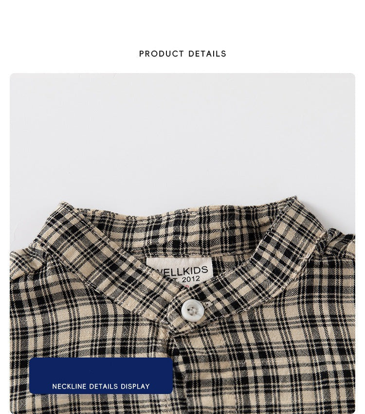 [5131084] - Baju Atasan Kemeja Koko Kotak-Kotak Fashion Anak Laki-Laki - Motif Mesh Box