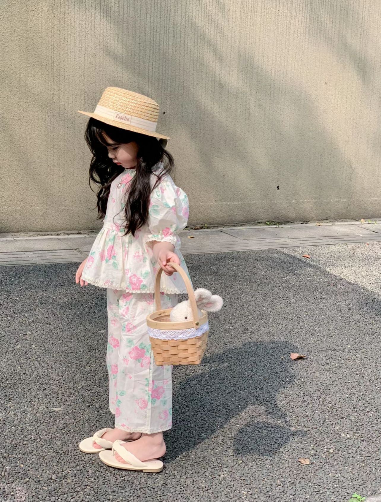 [363739] - Setelan Baju Blouse Lengan Pendek Celana Panjang Fashion Anak Perempuan - Motif Flower Lace