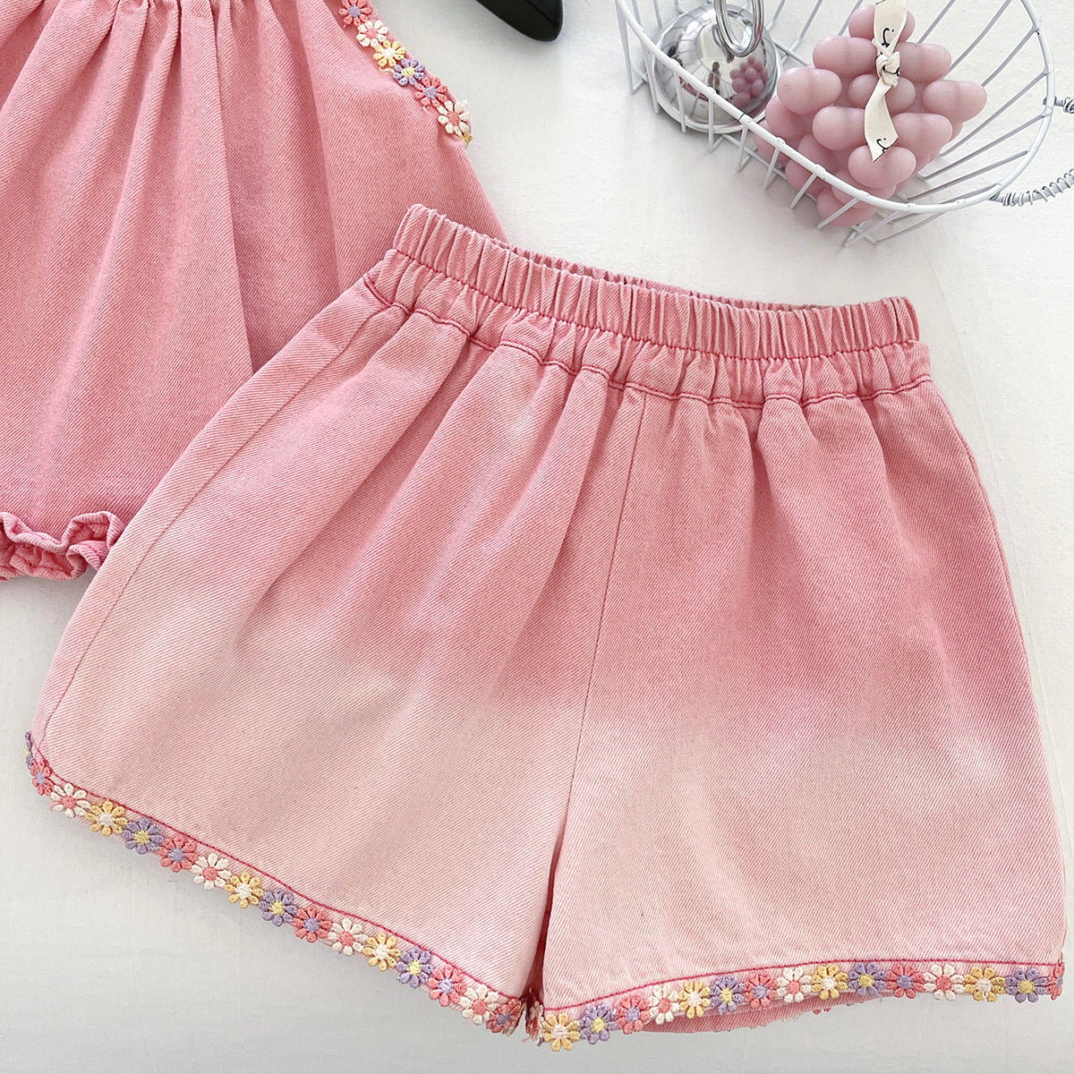 [963120] - One Set 2in1 Baju Setelan Atasan Lengan Kutung Bawahan Celana Pendek Korean Fashion Style Anak Perempuan Cewek - Motif Small Flower - BABYHOKI STORE