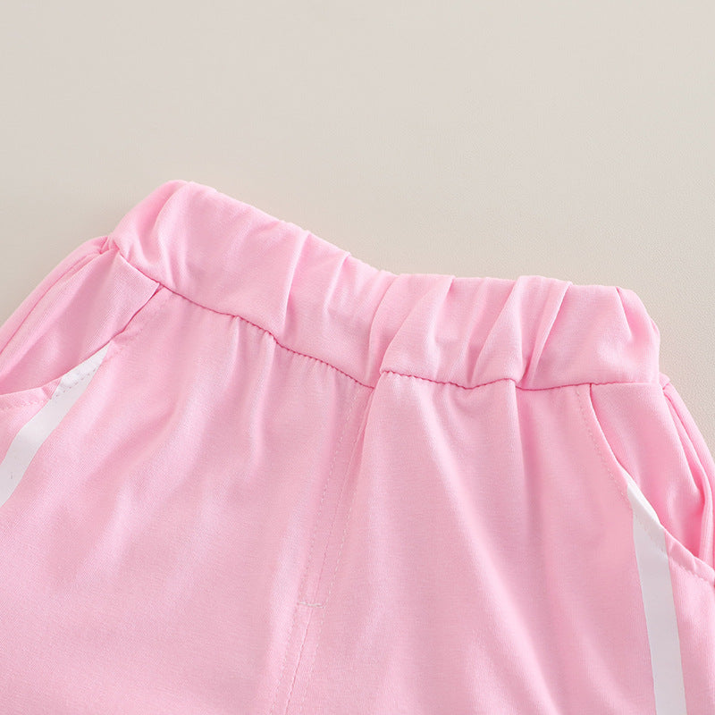 [368582] - Baju Setelan Atasan Polo Lengan Pendek Bawahan Celana Pendek Fashion Sporty Summer Anak Perempuan Cewek - Motif Cute Rabbit