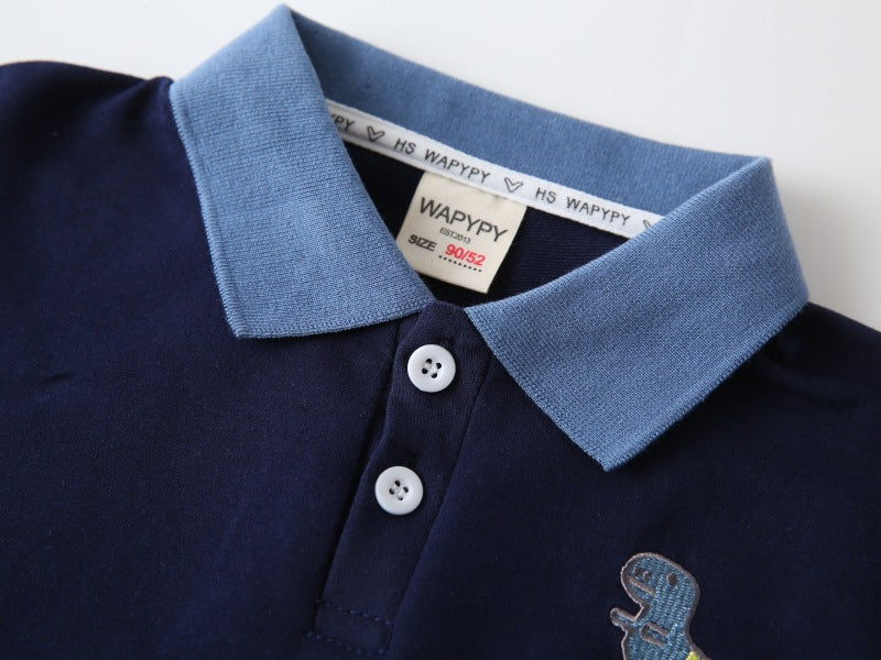 [383220] - Atasan Sweater Lengan Panjang Anak Laki-Laki Cowok - Motif Collared Dino - BABYHOKI STORE