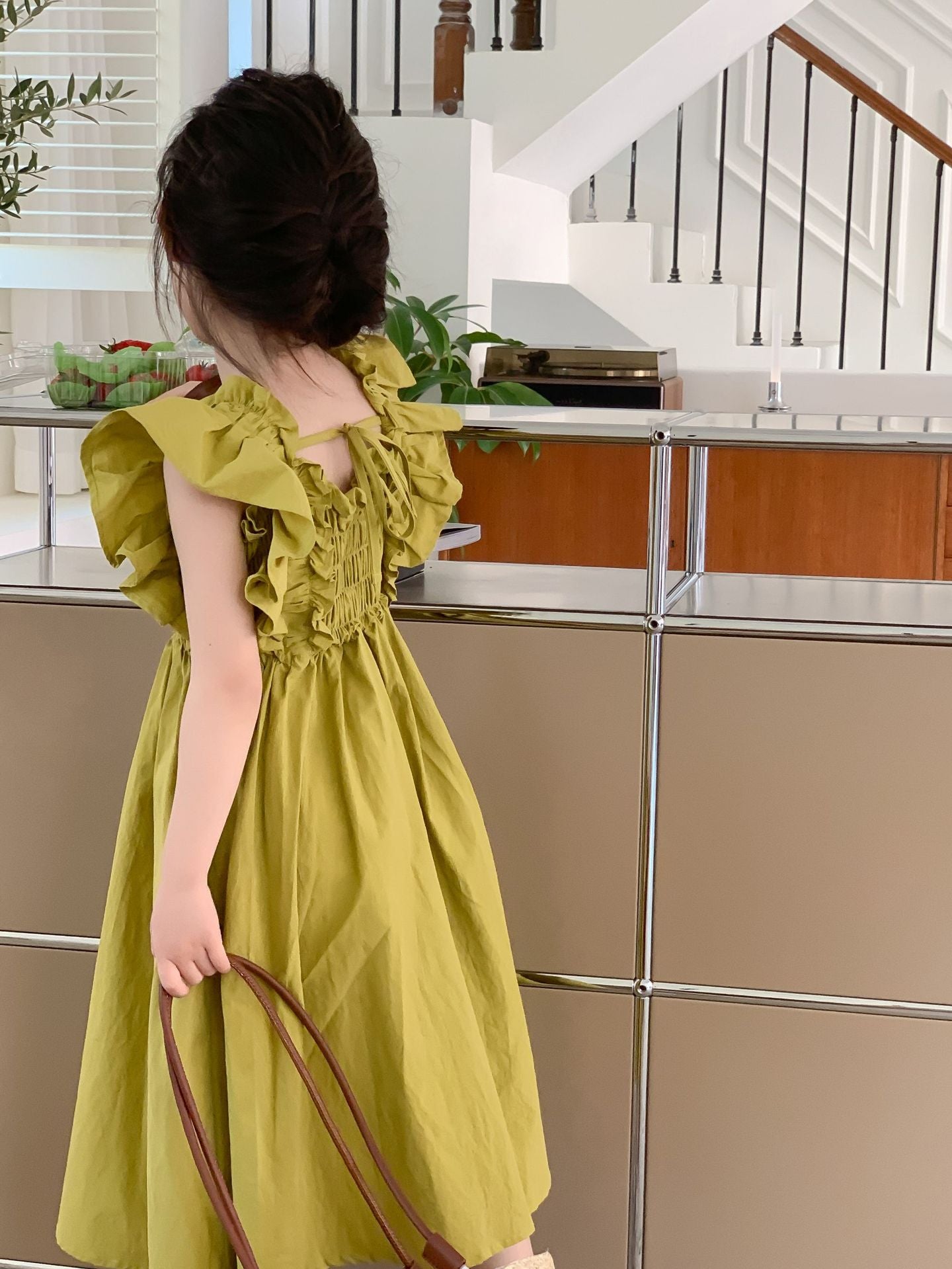 [507972] - Baju Dress Lengan Kutung Fashion Import Anak Perempuan - Motif Chest Wrinkle