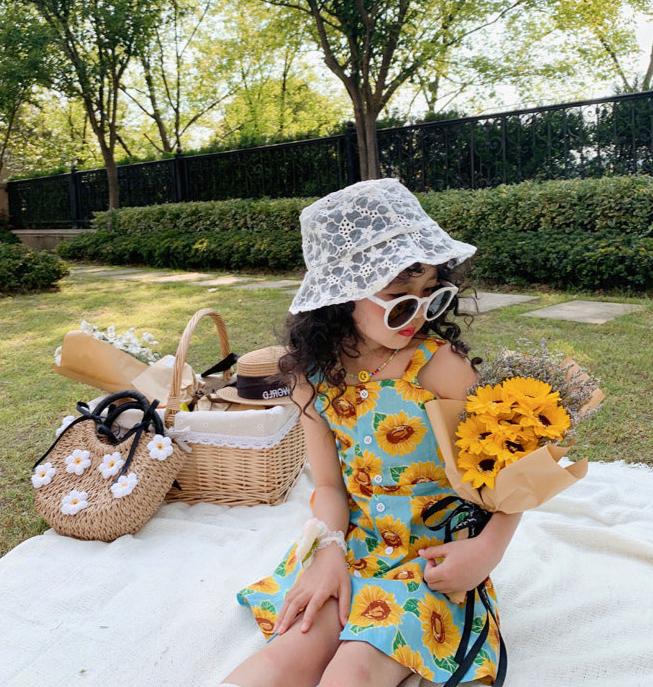 [507S166] - Baju Dress Tanpa Lengan Fashion Anak Perempuan - Motif Bloom Sunflower