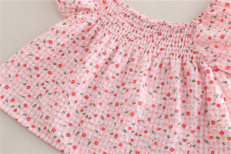 [368583] - One Set 2in1 Baju Setelan Atasan Blouse Lengan Pendek Bawahan Celana Pendek Fashion Comfortable Summer Anak Perempuan Cewek - Motif Cute Little Flowers - BABYHOKI STORE