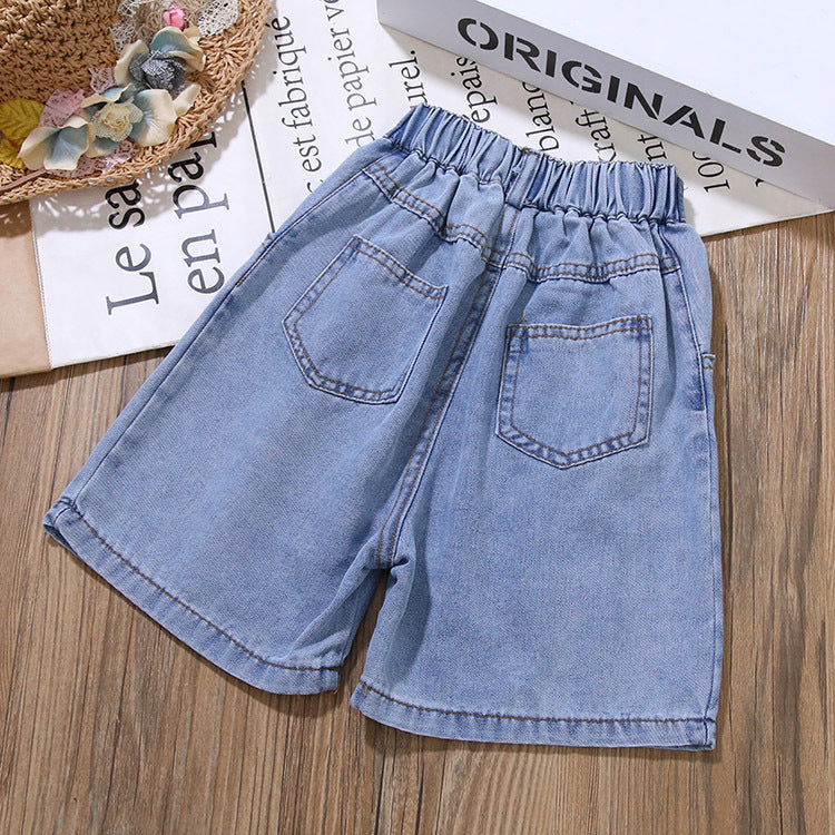 [507S1152] - Bawahan Celana Pendek Jeans Fashion Anak Perempuan - Motif Tri Button