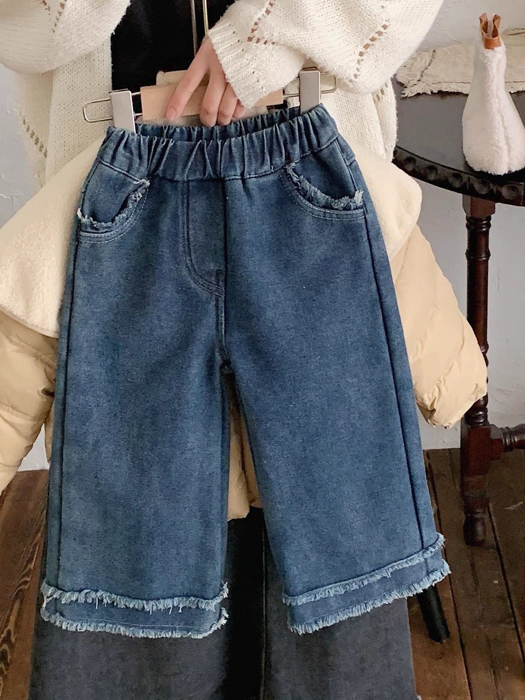[507998] - Celana Panjang Jeans Rawis Kulot Fashion Anak Perempuan - Motif Tassel Pocket