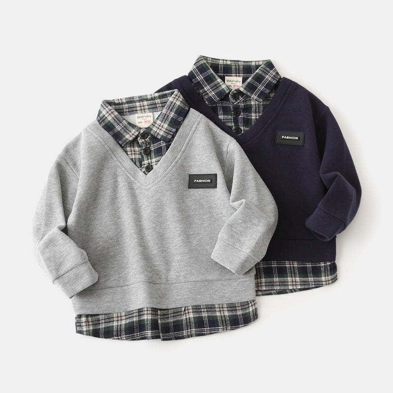 [383198] - Atasan Sweater Kemeja Lengan Panjang Anak Laki-Laki - Motif Casual Fashion