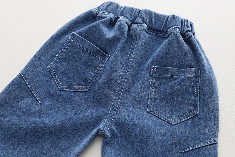 [345485] - Baju Setelan Kemeja Kotak Kotak Celana Jeans Anak Cowok - Motif Gradation Box