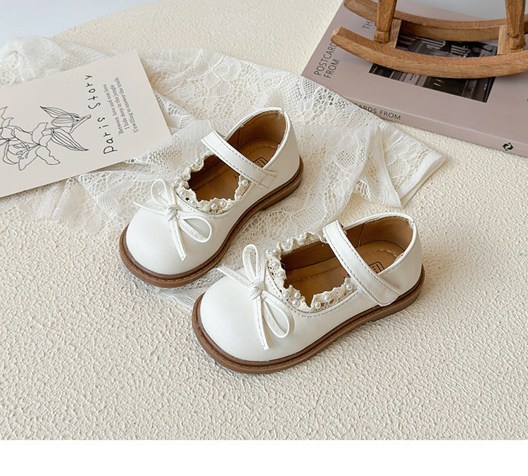 [381266 Size 21-30] - Sepatu Flat Slip On Bow Princess Shoes Anak Perempuan Cewek - Motif Pearl - BABYHOKI STORE