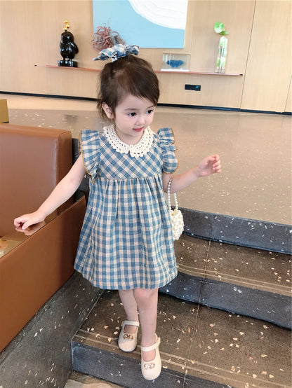 [507946] - Baju Dress Lengan Kutung Fashion Import Anak Perempuan - Motif Tilt Square