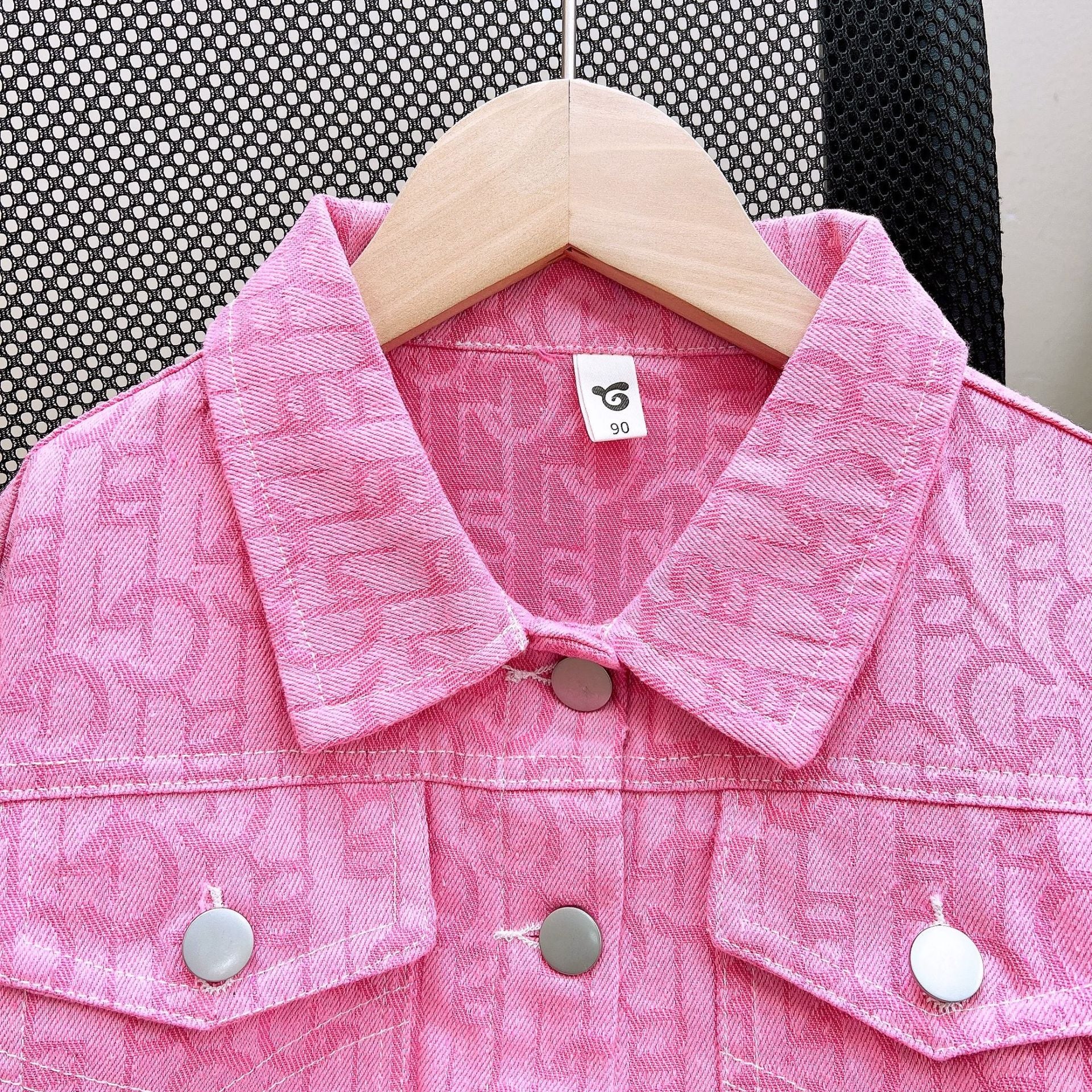 [363808] - Oneset 2in1 Setelan Pink Jaket Lengan Panjang Bawahan Rok Pendek Baju Fashion Anak Perempuan Cewek - Motif Letter Line