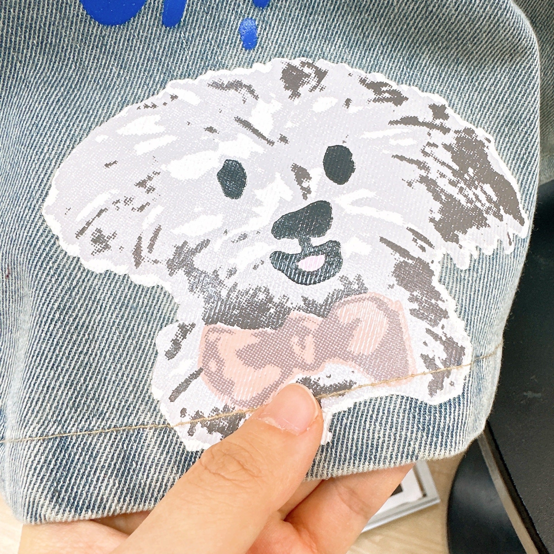 [363815] - Setelan One Set Baju Lengan Panjang Celana Panjang Jeans  Kulot Fashion Anak Perempuan - Motif Funny Animal Faces