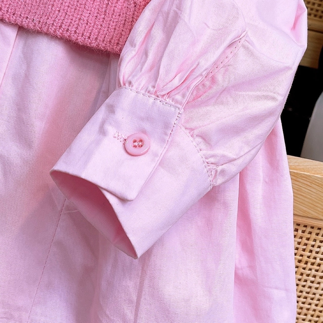 [363824] - Setelan 2 in 1 Baju Dress Lengan Panjang Atasan Rompi Sweater Fashion Anak Perempuan - Motif Soft Neat