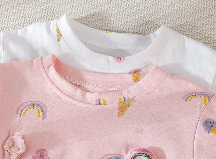[721104] - Atasan Baju Blouse Lengan Pendek Anak Perempuan - Motif Ice Cream