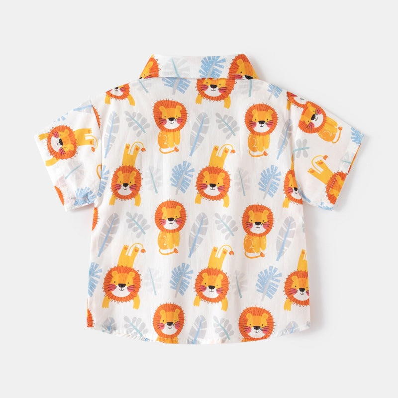 [383212] - Atasan Baju Kemeja Lengan Pendek Anak Laki-Laki - Motif Animal Car Letter Mix