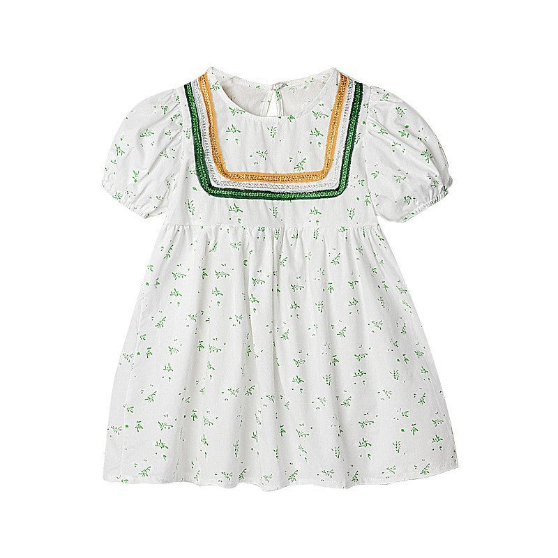 [507S110] - Baju Dress Lengan Pendek Fashion Anak Perempuan - Motif Little Plant