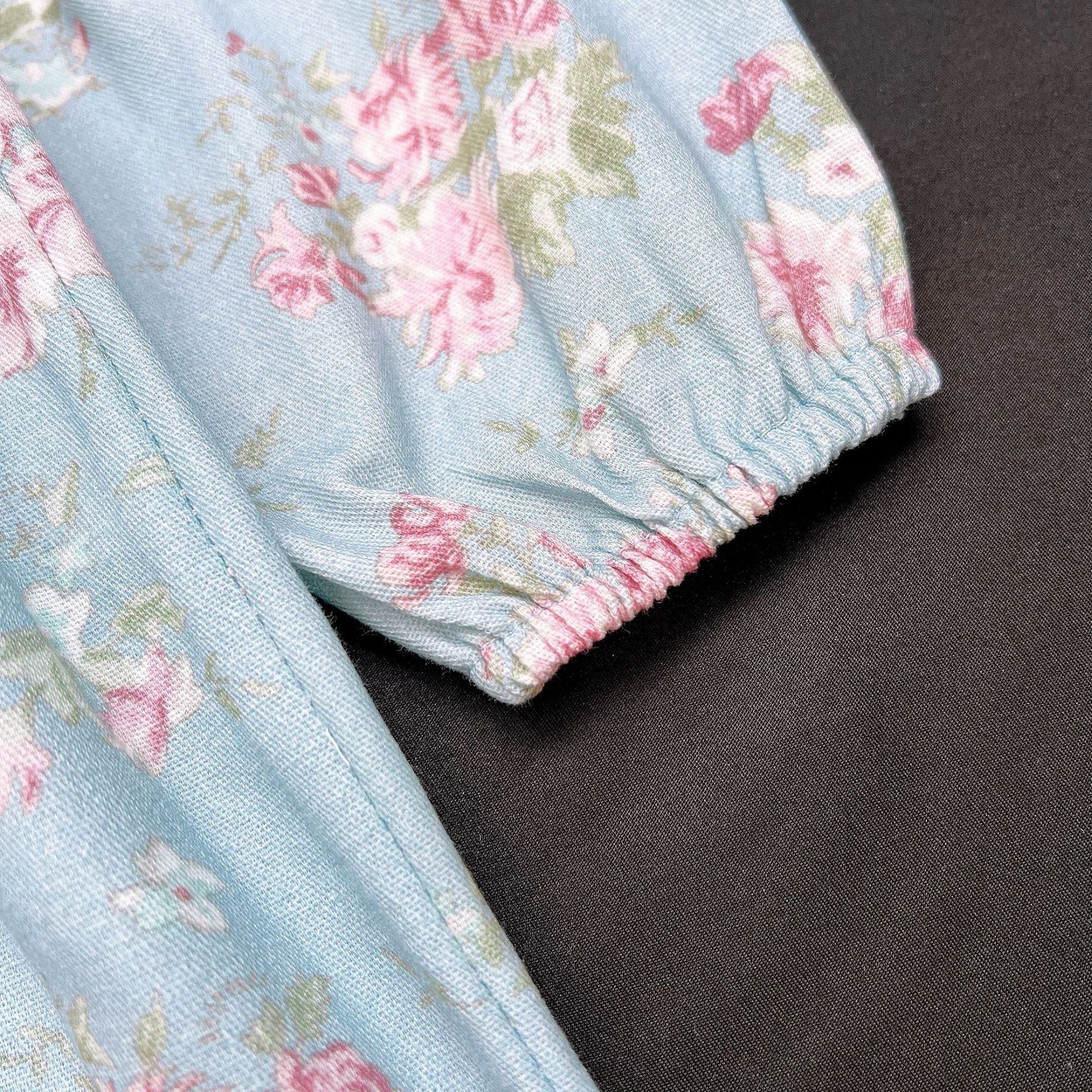 [363791] - Gaun Vintage Floral Shabby Blue Baju Dress Lengan Panjang Fashion Anak Perempuan Cewek - Motif Flower Breeze