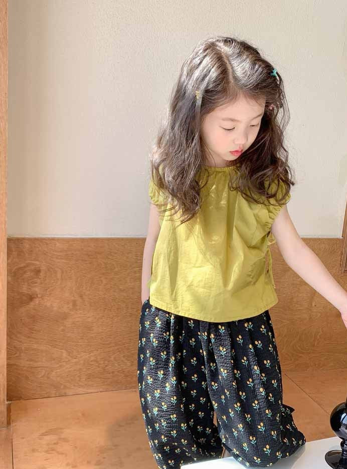 [507955] - Setelan Baju Lengan Pendek Celana Panjang Anak Perempuan Fashion - Motif Basic Flower