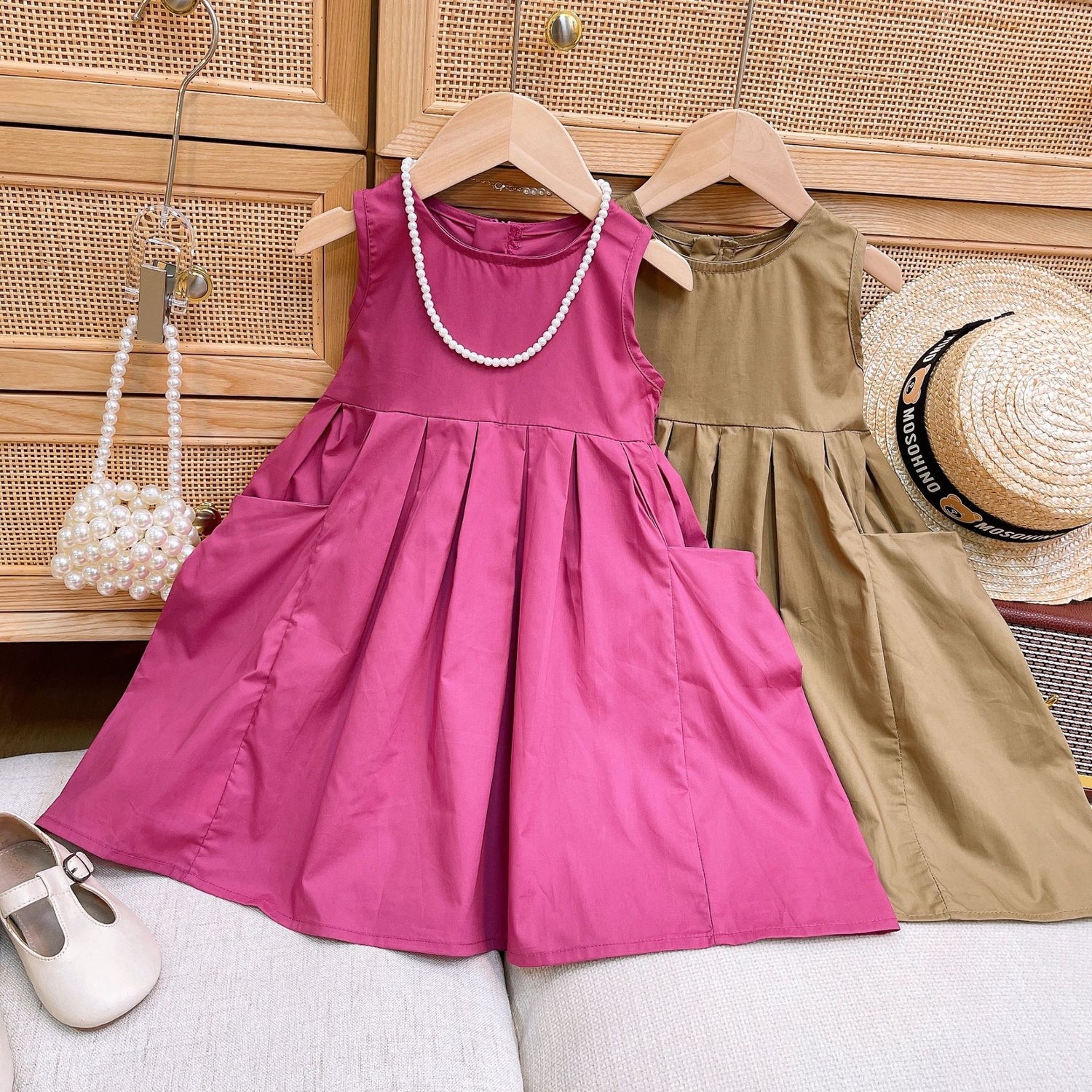 [363803] - Baju Dress Tanpa Lengan Fashion Anak Perempuan - Motif Plain Casual