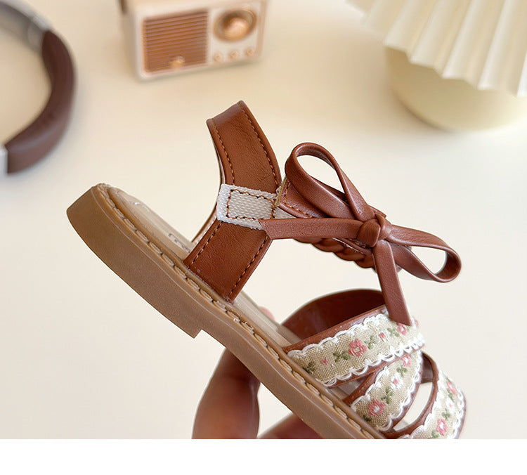 [381290 Size 21-30] - Sepatu Flat Slip On Bowknot Shoes Korean Version Anak Perempuan Cewek - Motif Floral Princess - BABYHOKI STORE