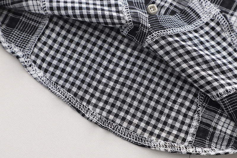 [345485] - Baju Setelan Kemeja Kotak Kotak Celana Jeans Anak Cowok - Motif Gradation Box